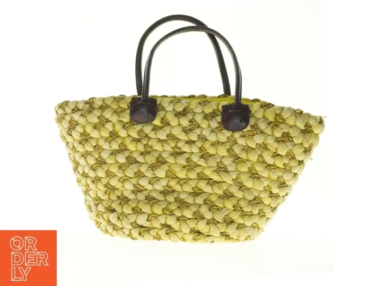 Billede 1 - Gul flettet strandtaske (str. 55 x 52 x 21 cm)