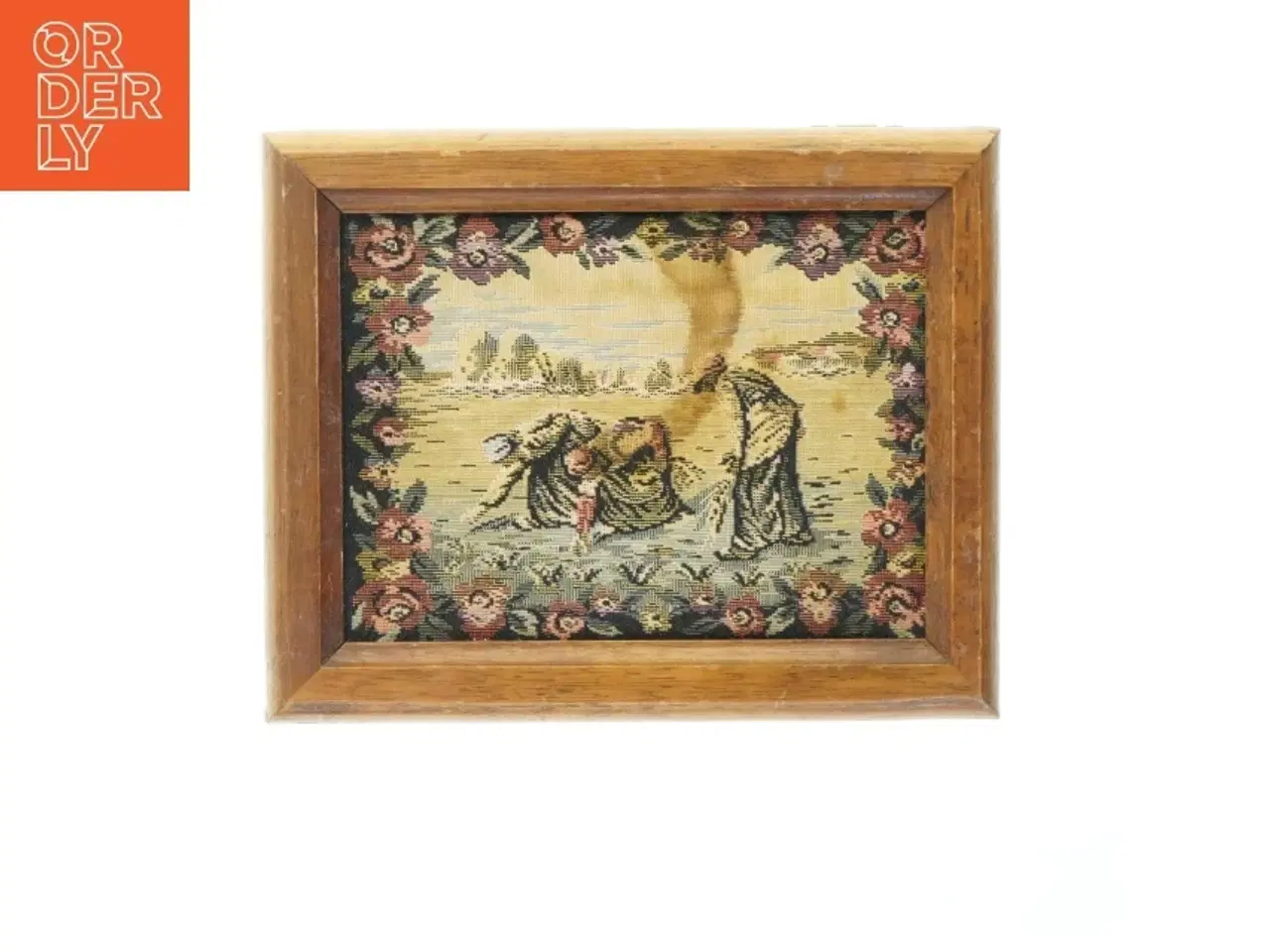 Billede 2 - Trææske med broderet låg (str. 21x17 cm)