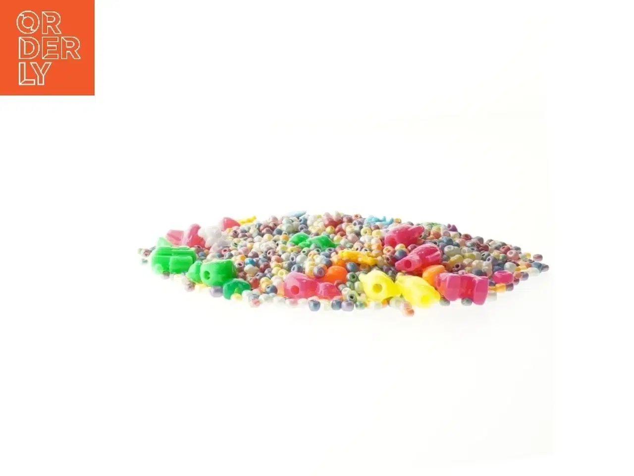 Billede 2 - Plastikperler i gennemsigtig beholder (str. Ø 7x7,5 cm)