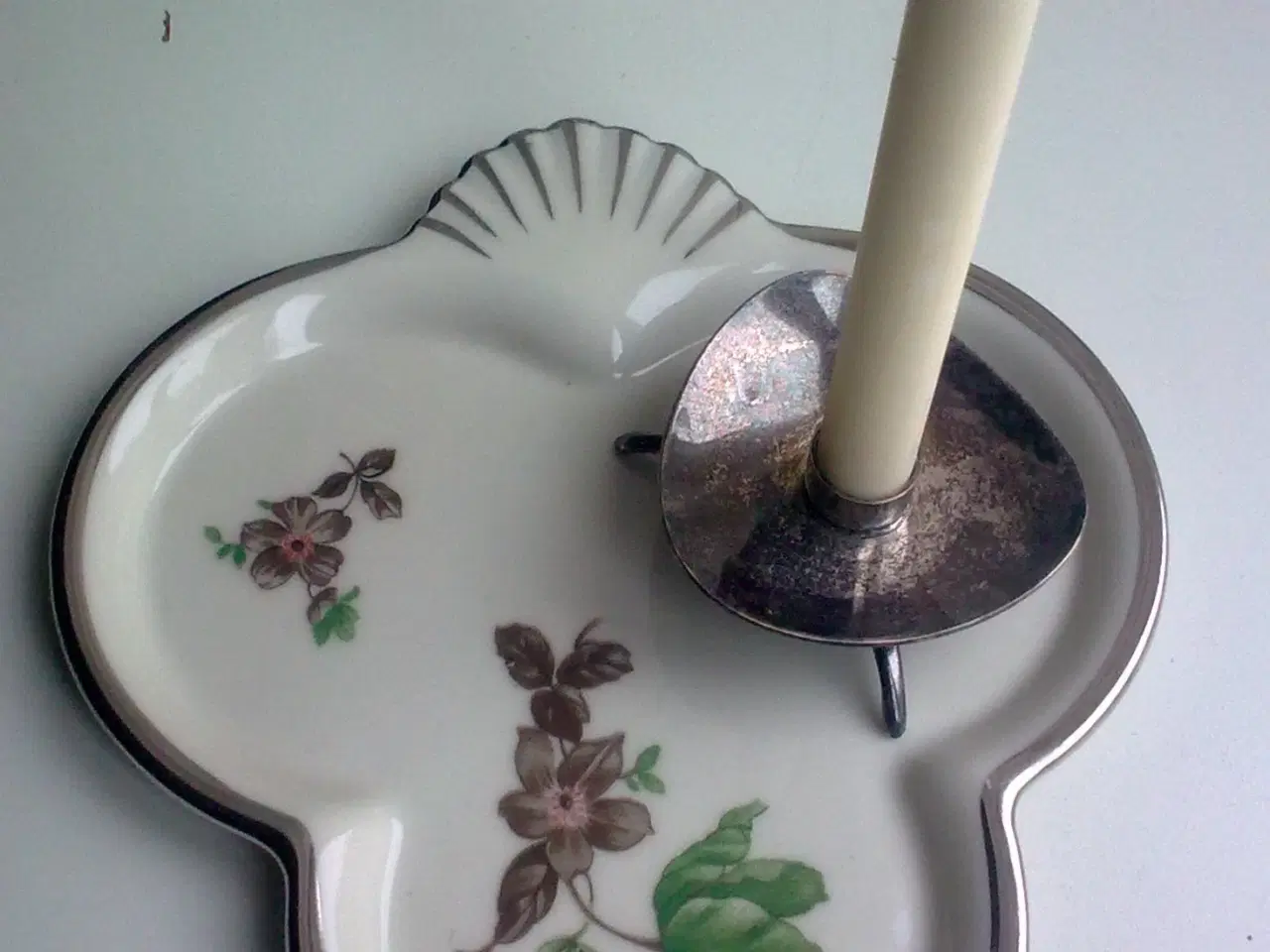 Billede 16 - Platin kant på gl. dansk mini bakke fad