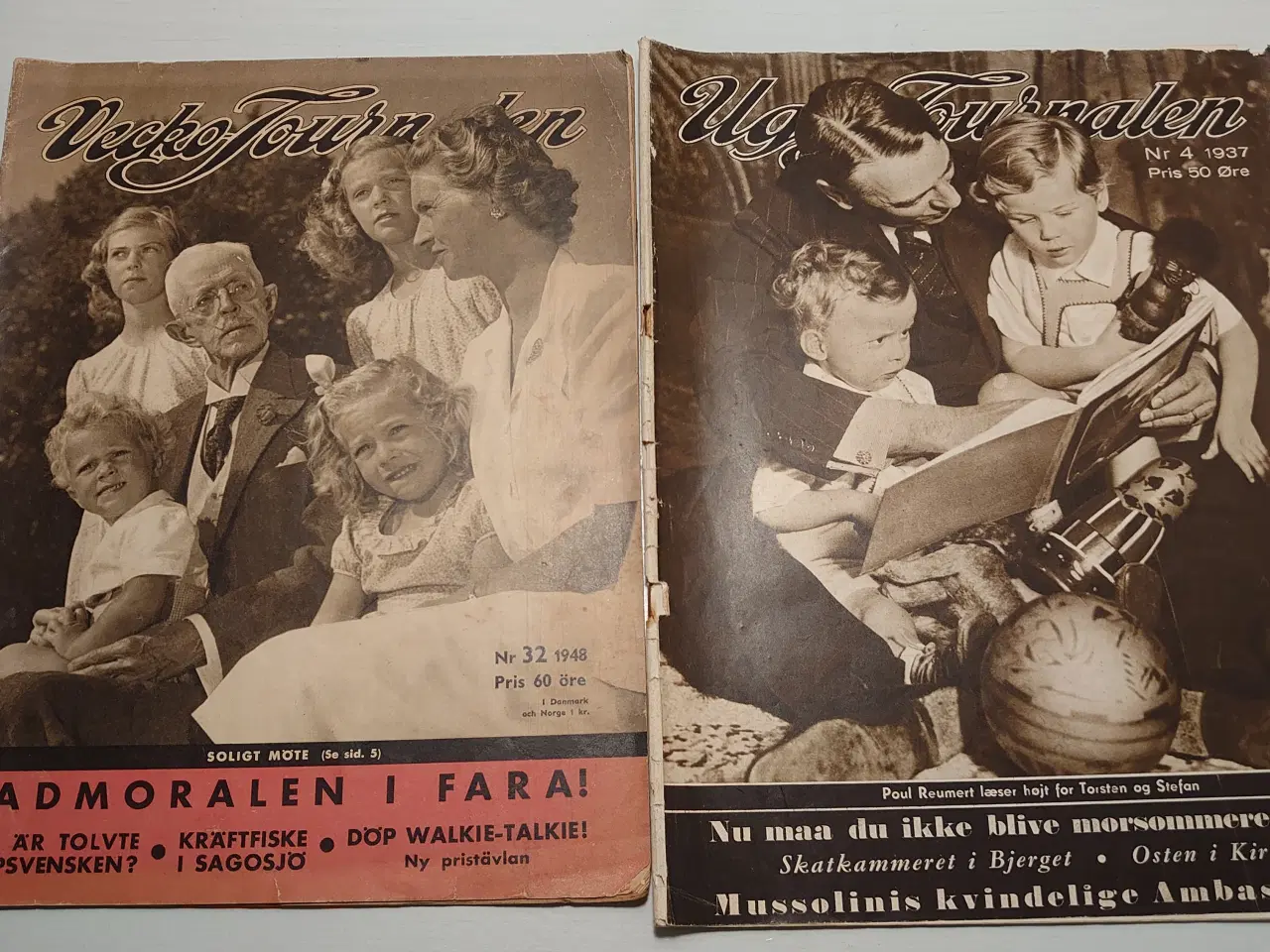 Billede 2 - 4 stk gamle Vecka-Journalen. Svensk ugeblad.