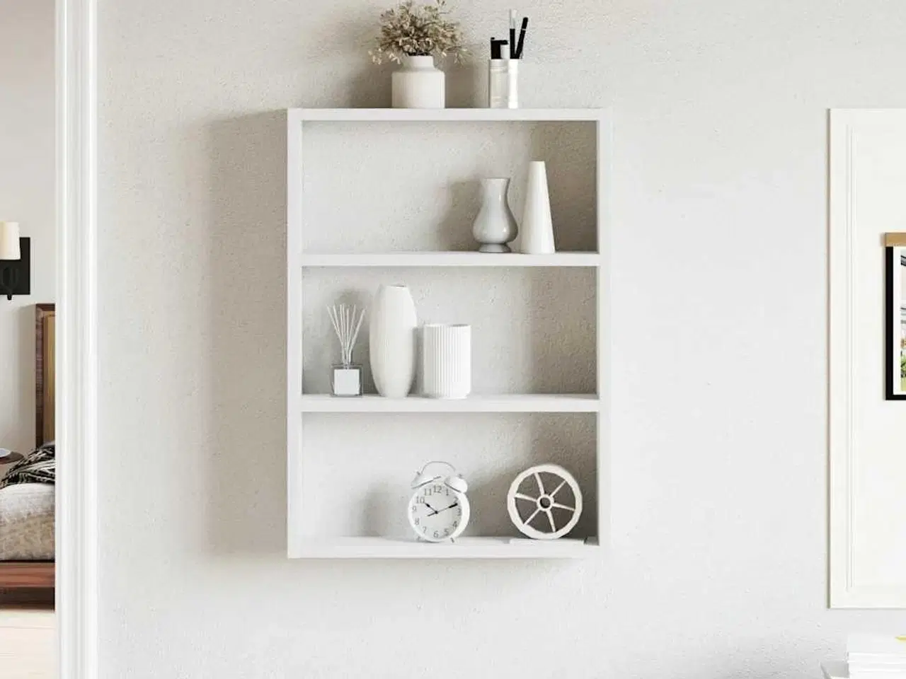 Billede 3 - Væghylde 43x9x60 cm konstrueret træ hvid