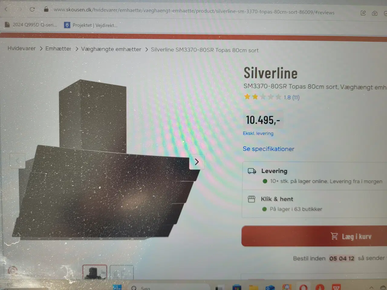 Billede 2 - Emhætte 80cm hvid Silverline 