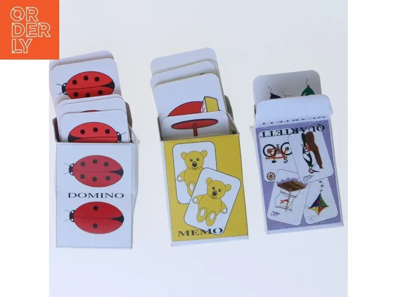 Billede 2 - Miniture Kortspil sæt med Memo, Domino og Quartett (str. 5x3,5 cm)