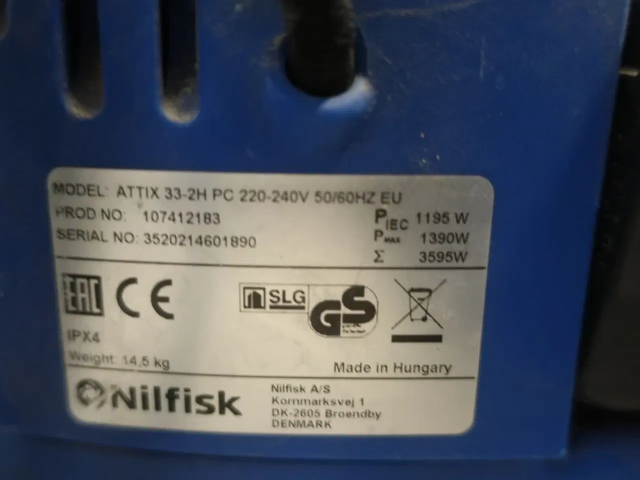 Billede 3 - Industristøvsuger NILFISK Model: ATTIX 33-2H PC