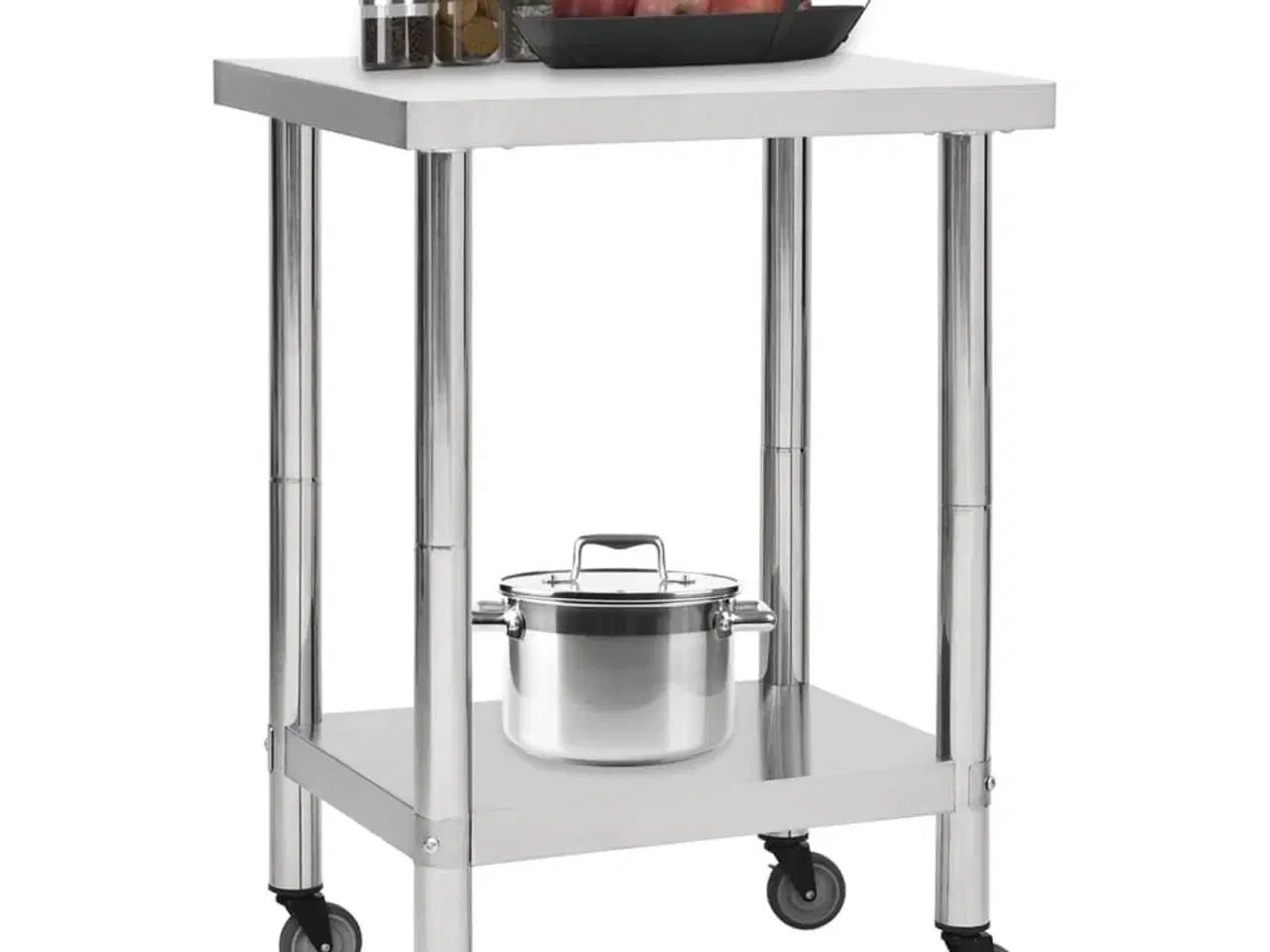 Billede 2 - Arbejdsbord med hjul til køkken 60x45x85 cm rustfrit stål