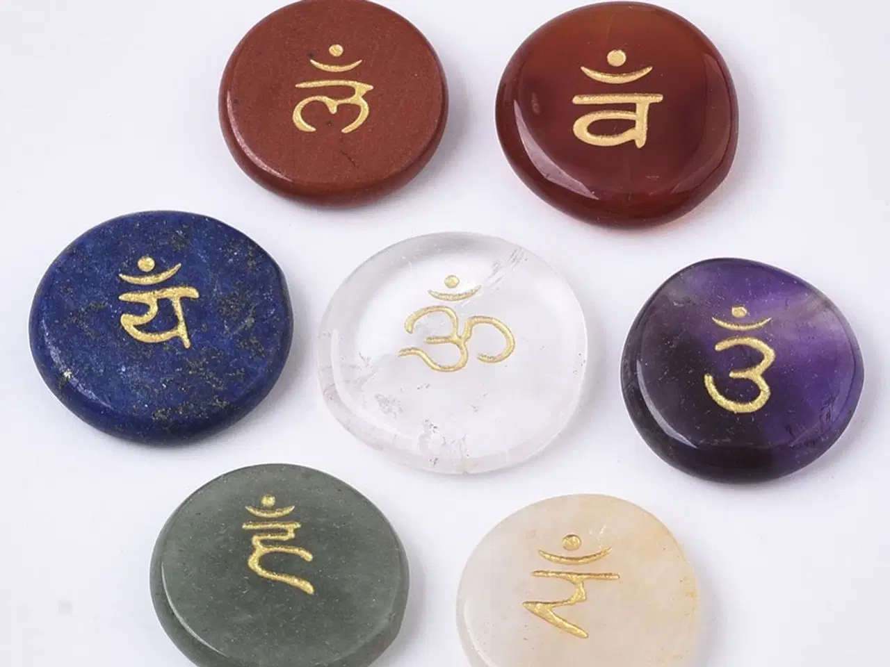 Billede 1 - Chakra yoga sten, sæt med 7 forskellige halvædelst