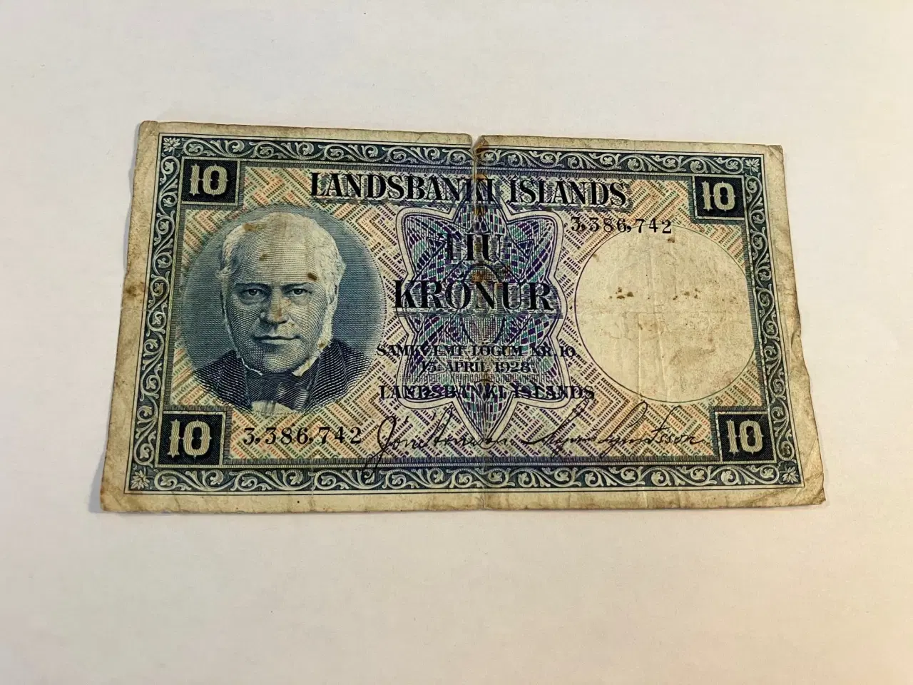 Billede 1 - 10 Kronur Iceland 1928 - Meget slidt