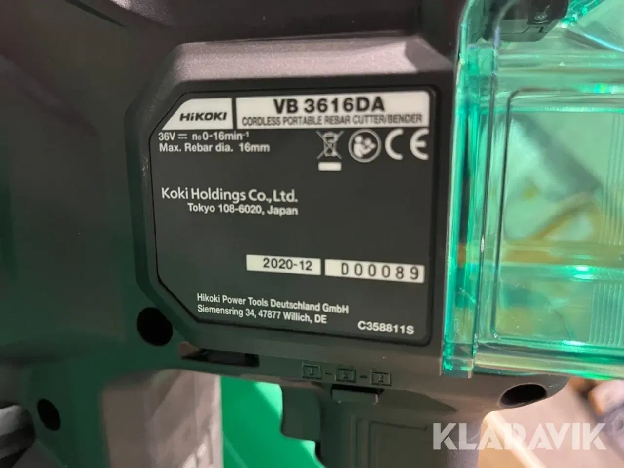 Billede 8 - Bukke/klippe maskine HIKOKI VB 3616DA 0-16 mm