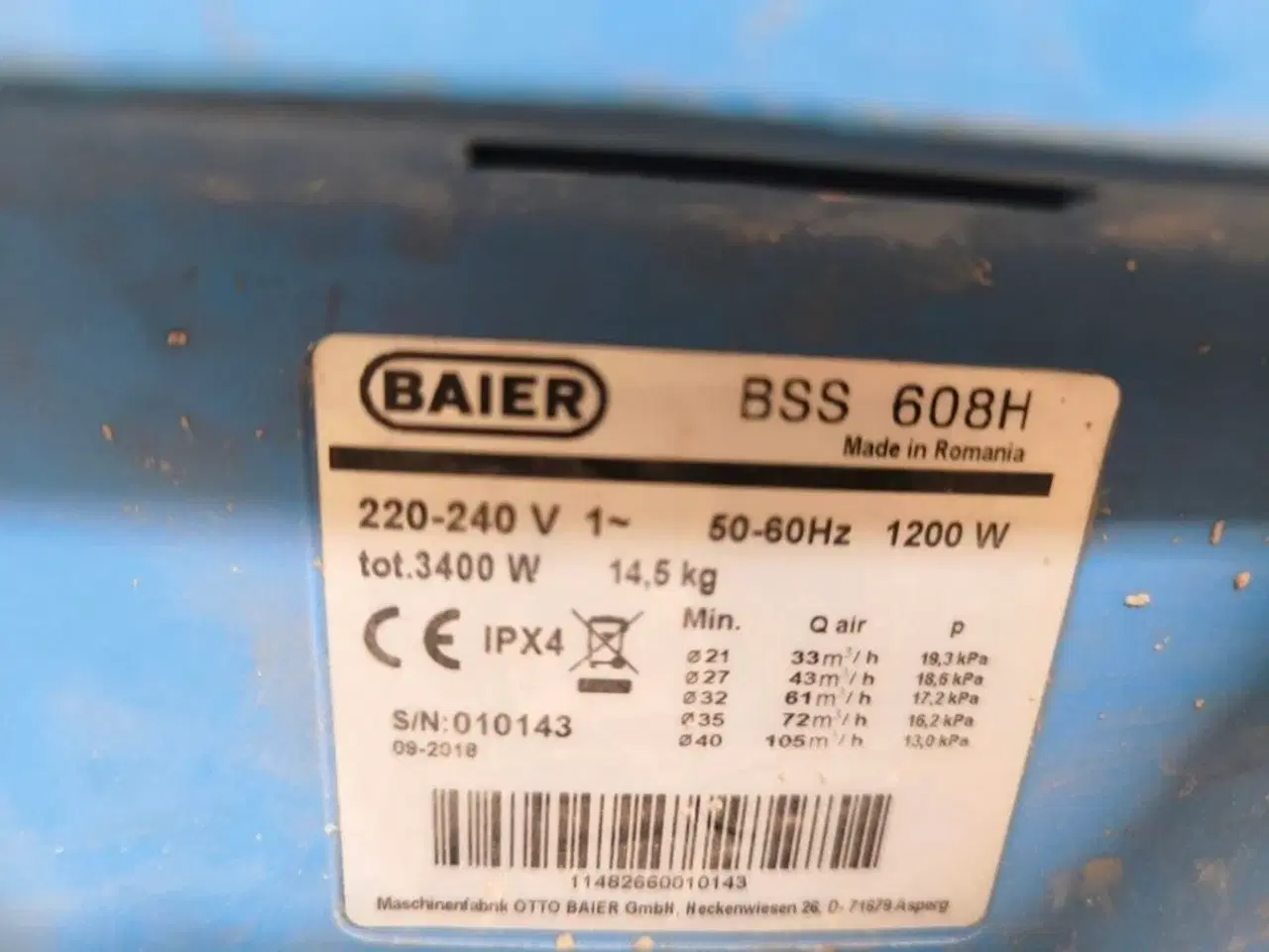 Billede 3 - H-Støvsuger BAIER BSS 608H 1200W inkl. kabeltromle