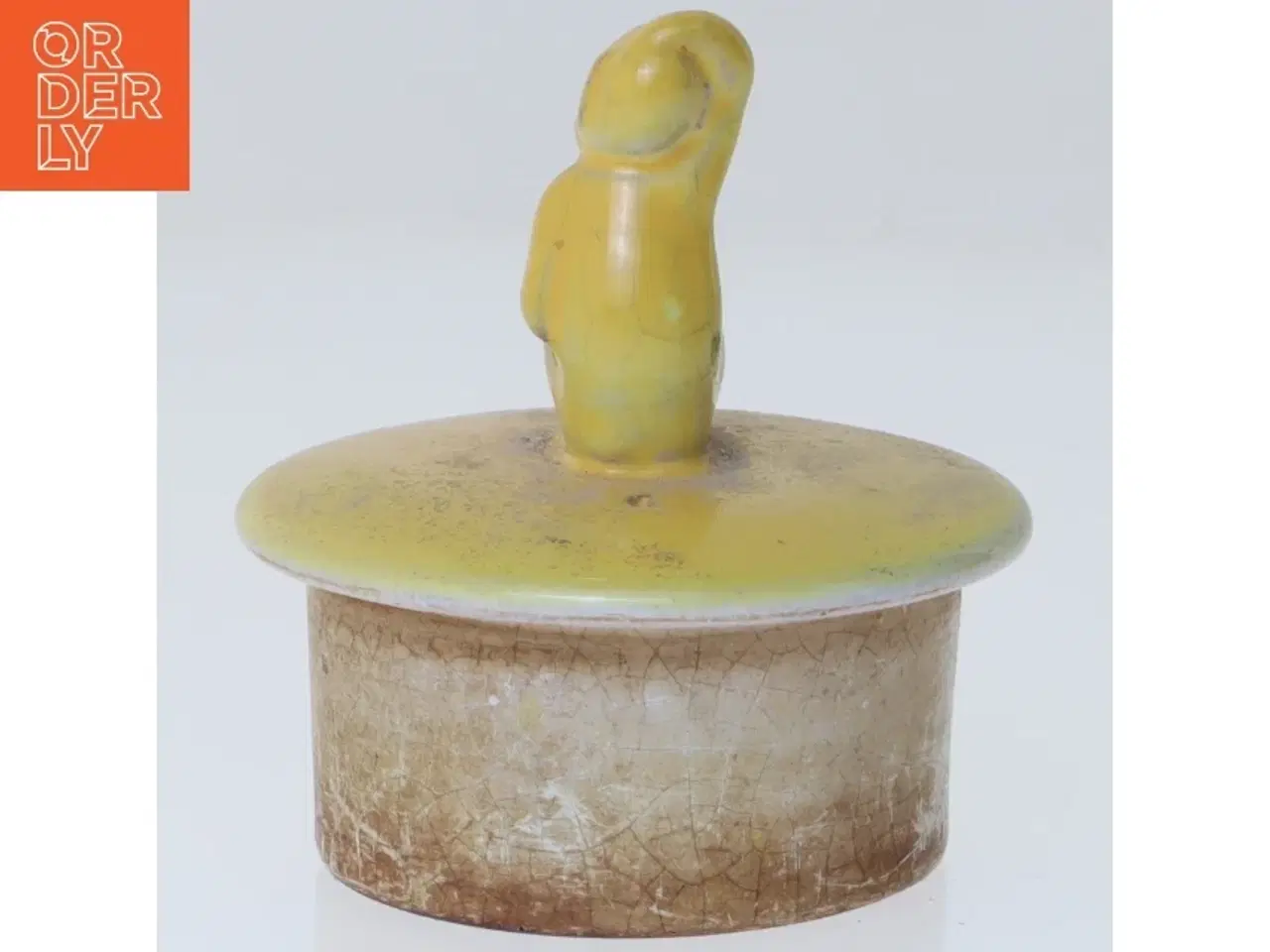 Billede 3 - Keramikkrukke låg og figur (str. Ø 8x8 cm)