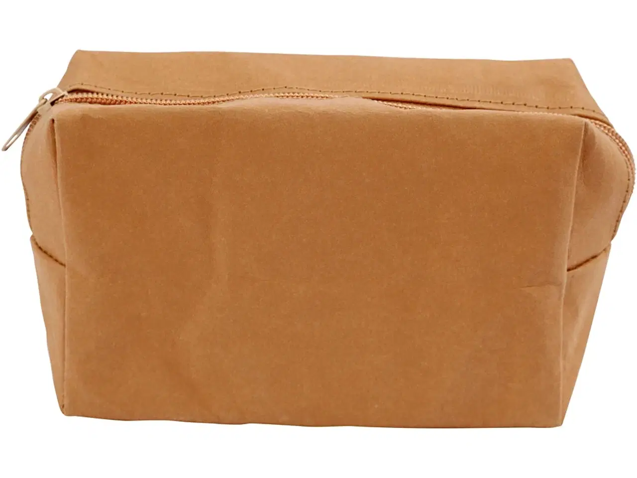 Billede 1 - Rummelig kosmetikpung i lys brun - 16,5x6,5x10 cm