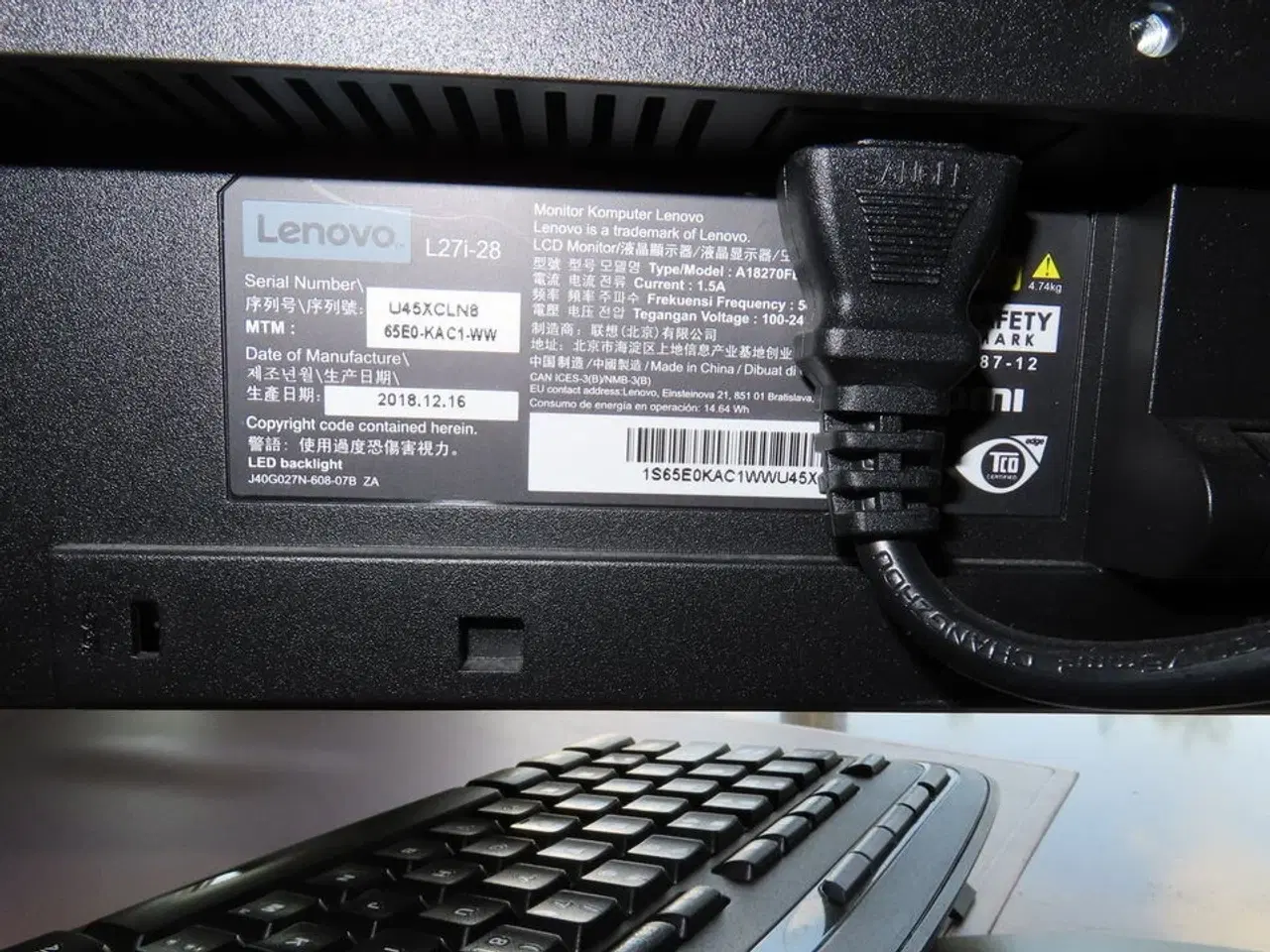 Billede 5 - 27" monitor, LEVOVO L27i-28, webcam, headset, tastatur og mus