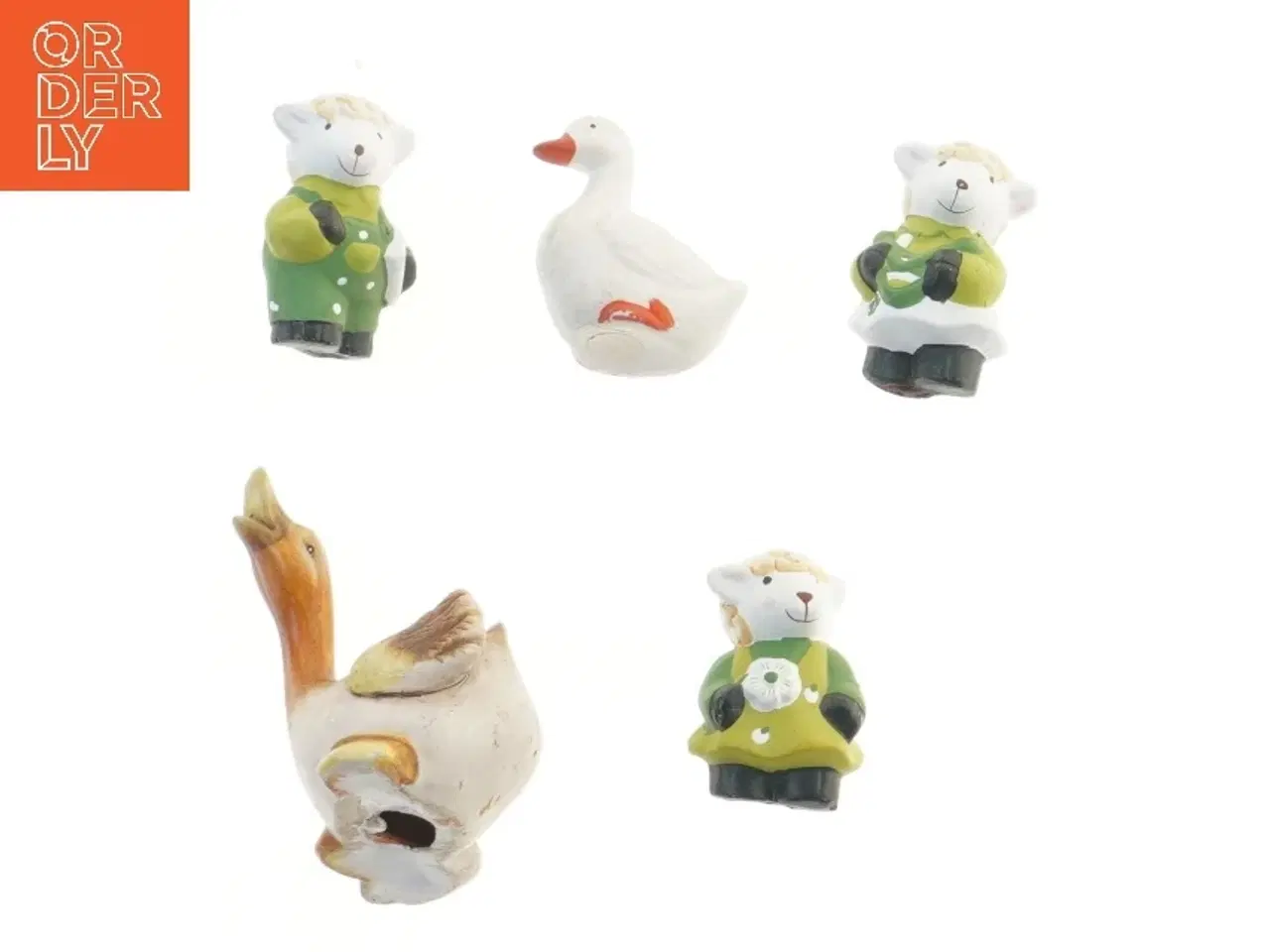 Billede 1 - 5 Keramikfigurer, får og gæs (str. 5 stk 7 cm)