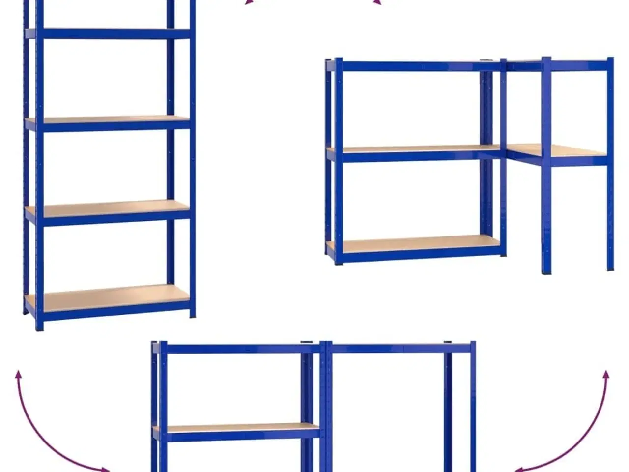 Billede 9 - Reoler 3 stk. 5 hylder stål og konstrueret træ blå