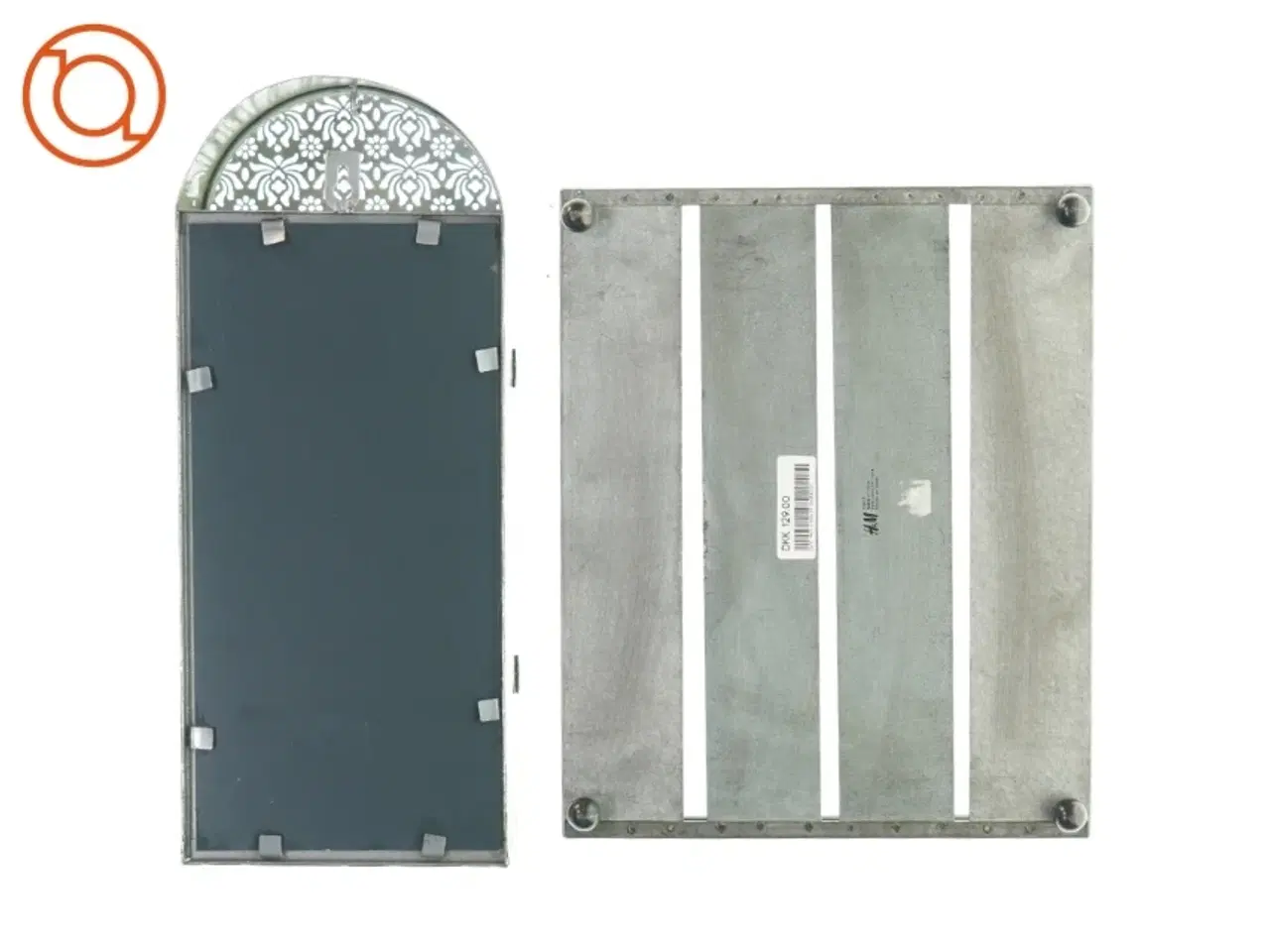 Billede 2 - Dekorativt lille skab med glaslåge samt bakke (fra H&M) (str. 37 x 16 og 31 x 26cm)