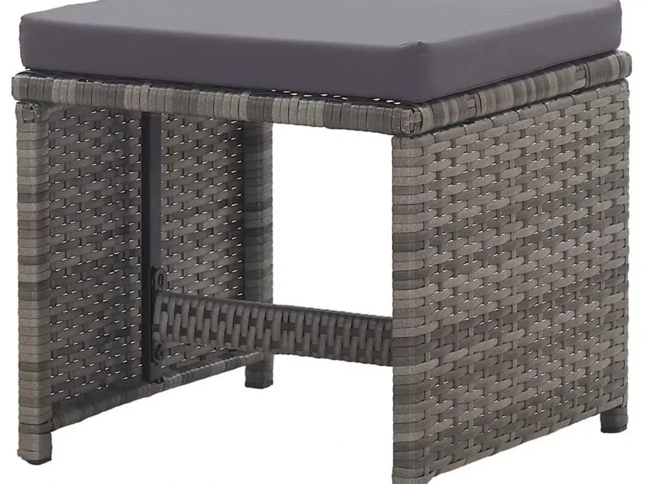 Billede 4 - Havetaburetter 2 stk. med hynder polyrattan antracitgrå