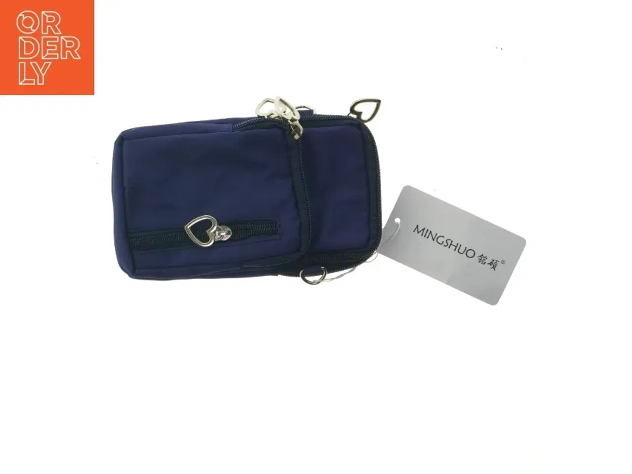 Billede 2 - Blå taske med hjerte lynlåse og rem fra Mingshuo (str. 18x11 cm)