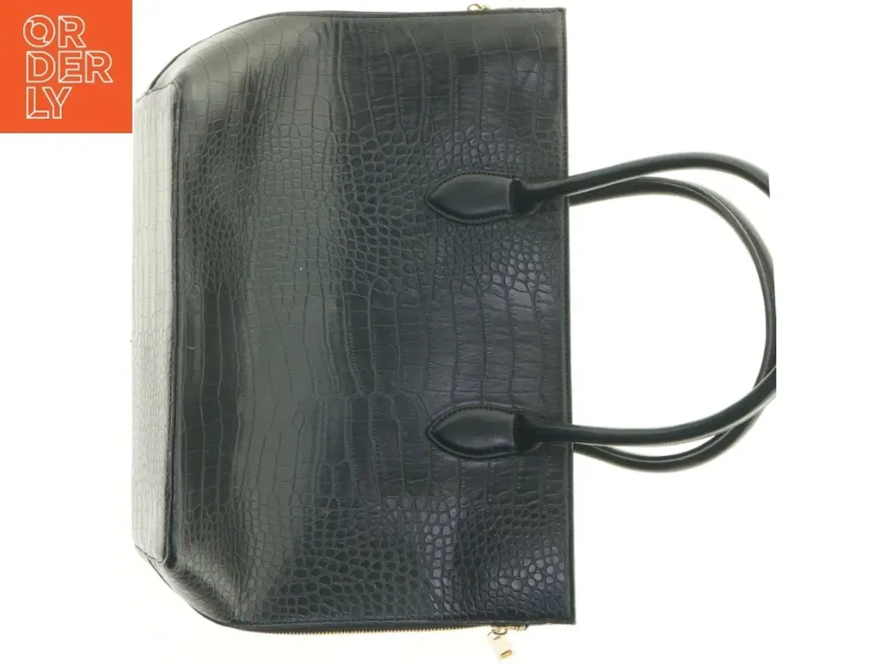 Billede 5 - Sort krokodillepræget håndtaske (str. 43 x 29 x 14 cm)