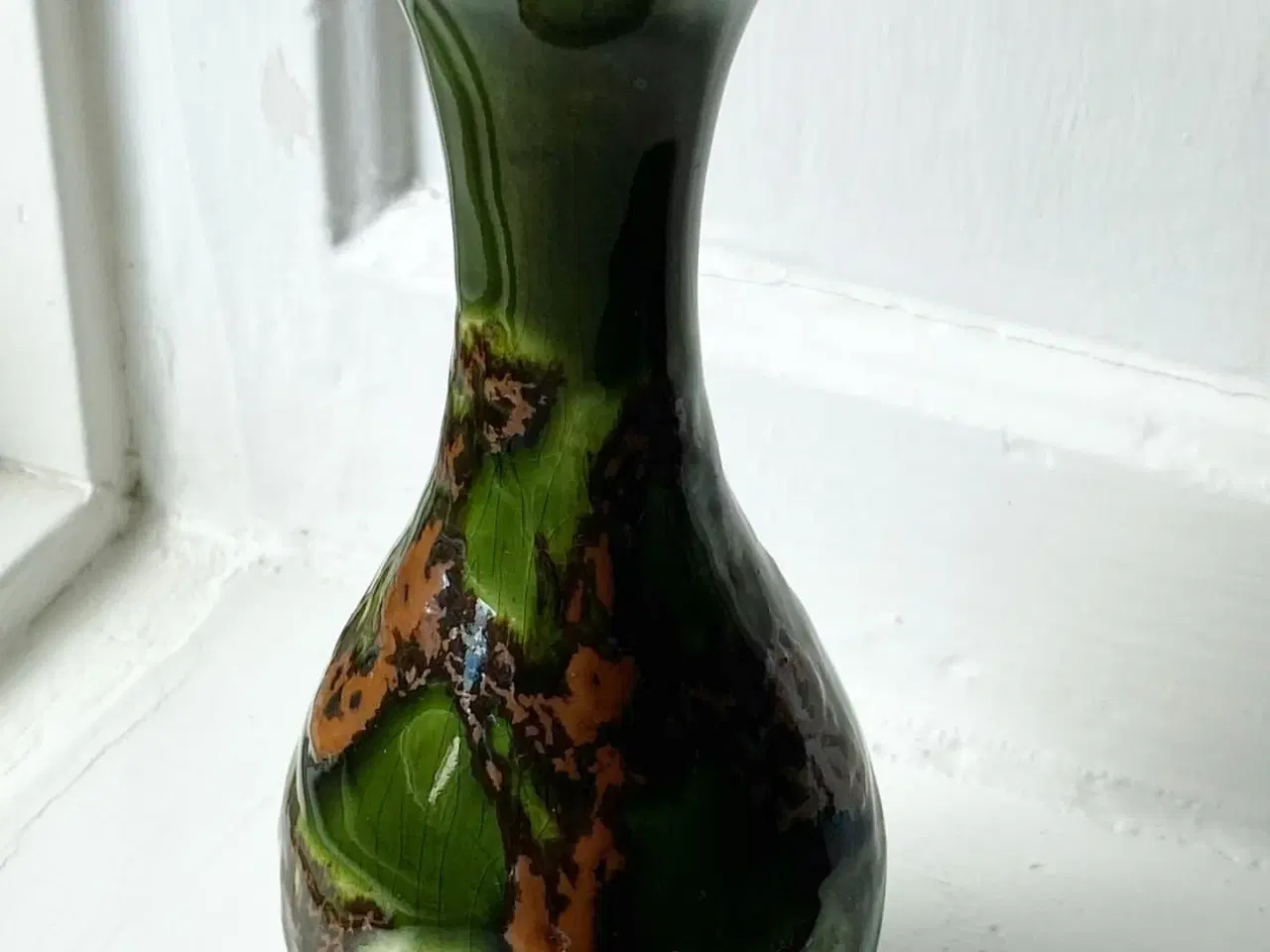 Billede 3 - Keramikvase, grøn m brun