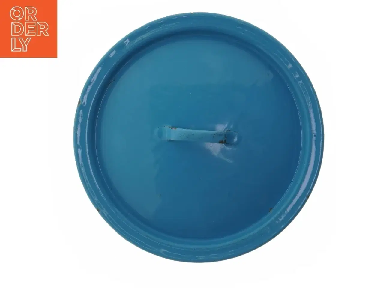 Billede 1 - Rundt blåt emalje låg (str. Ø 20 cm)