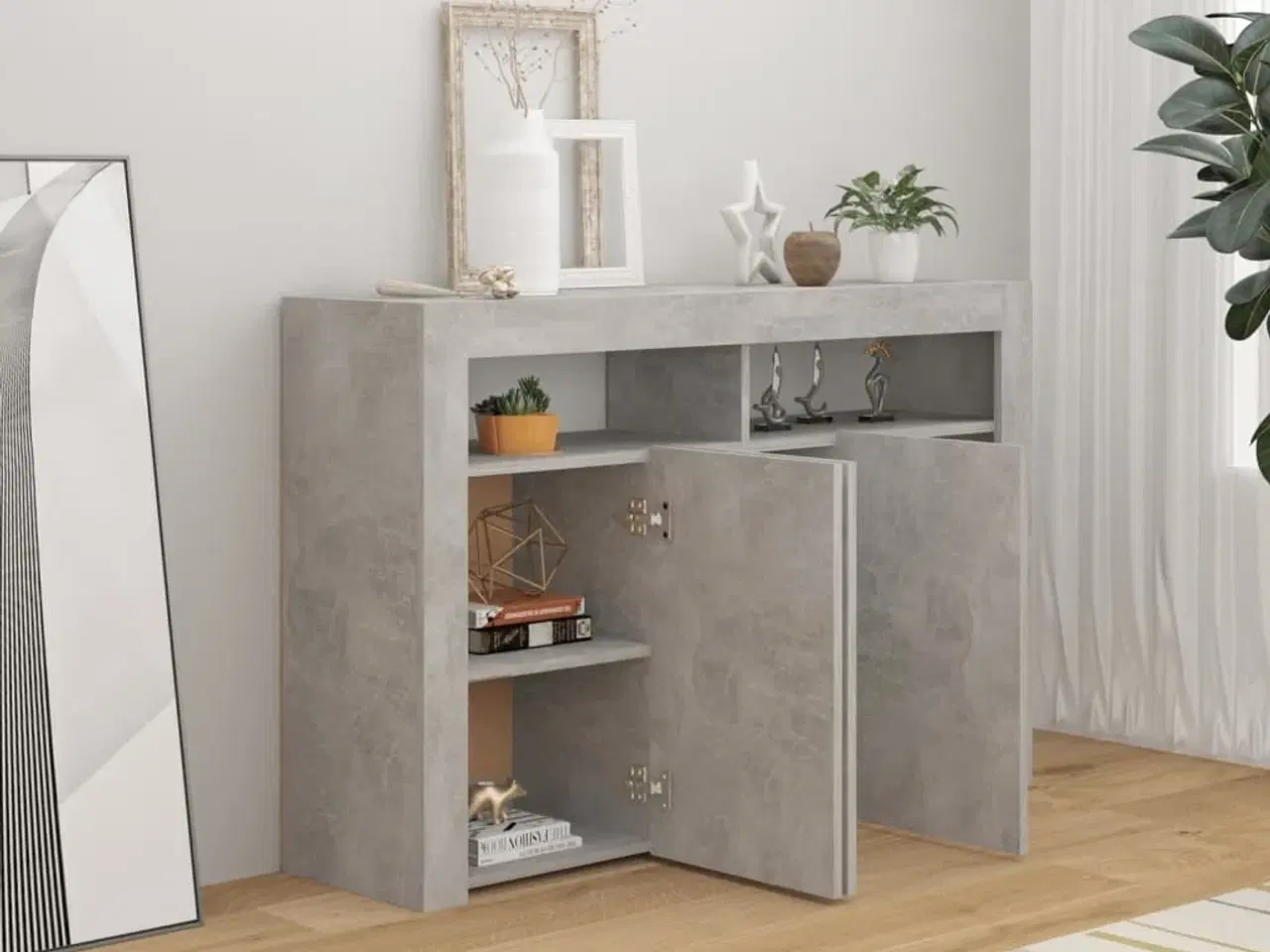 Billede 3 - Skænk med LED-lys 115,5x30x75 cm betongrå