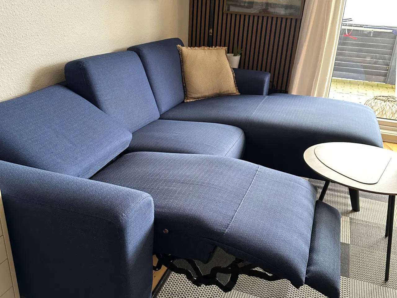 Billede 4 - Blå sofa med chaiselong