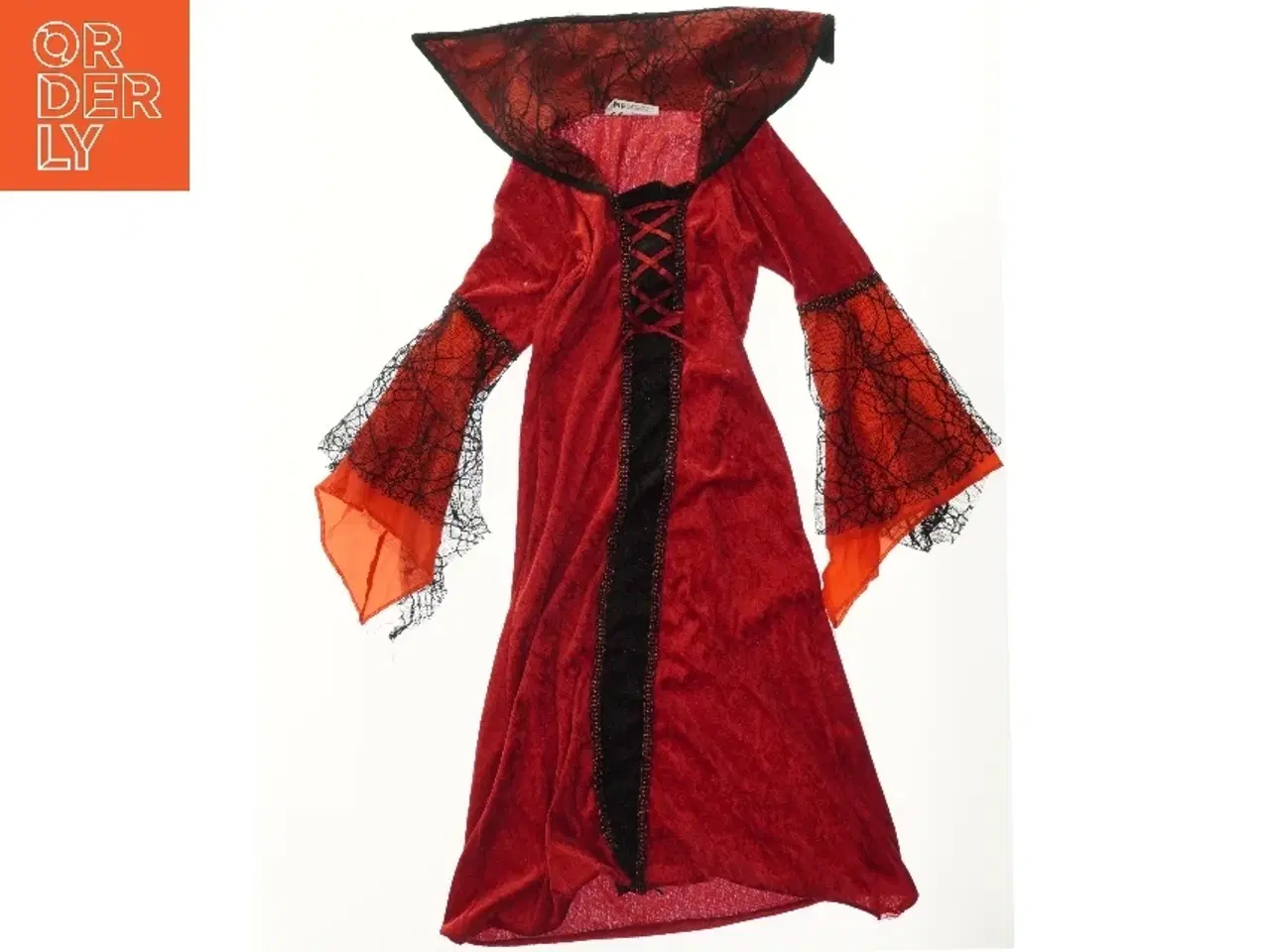 Billede 1 - Rød udklædningskjole med spindelvæv (str. 128)