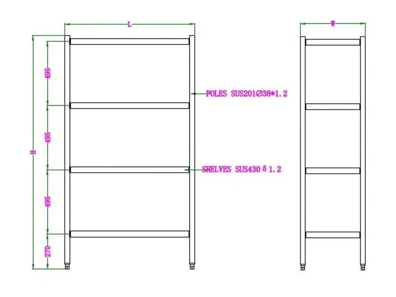 Billede 2 - Stålreol – 4 hylder – 90x50x180 cm