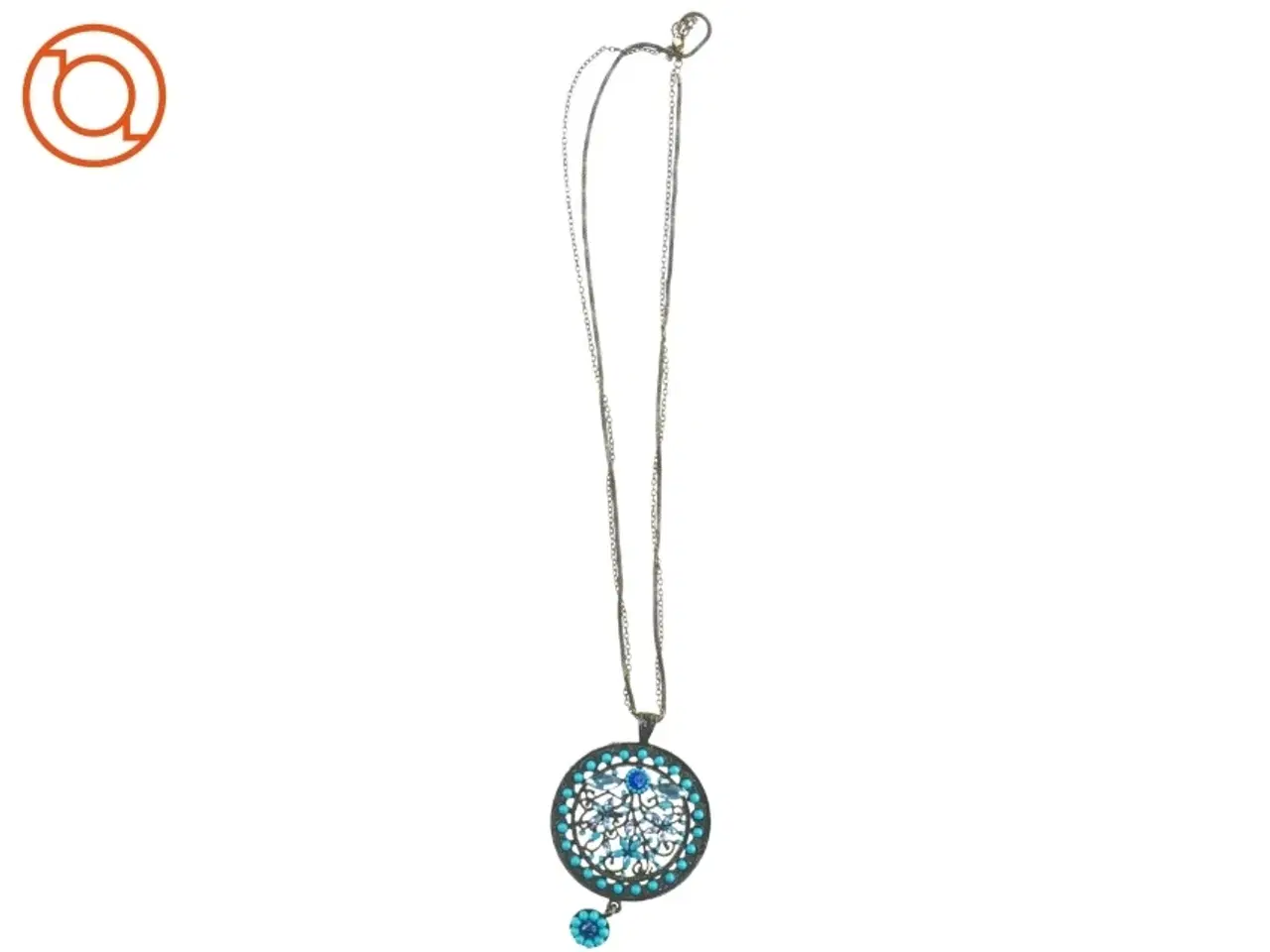 Billede 1 - Halskæde med turkise plastic-perler