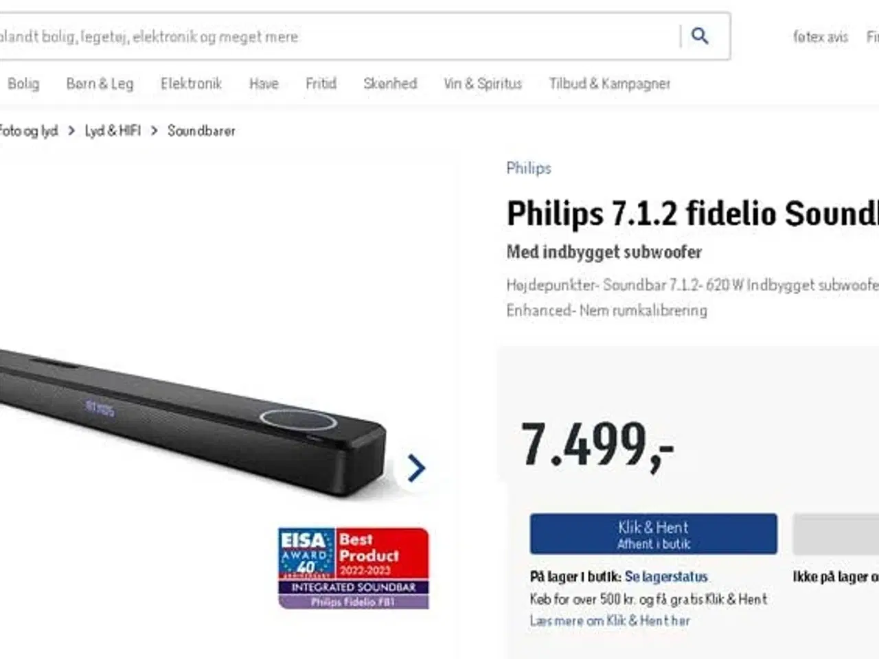 Billede 1 - NY "Philips 7.1.2 fidelio Soundbar FB1", Aalborg