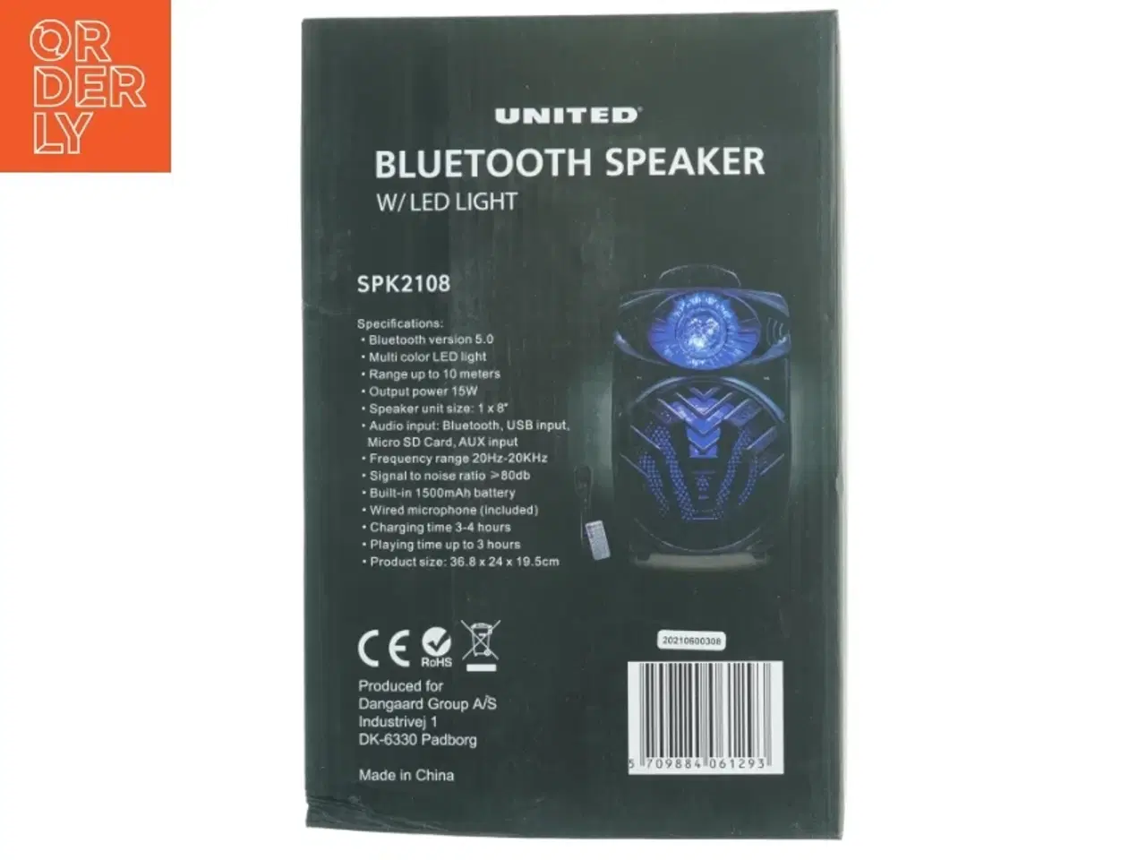 Billede 3 - Bluetooth-højttaler med LED-lys fra United (str. 36,8 x 24 x 19,5 cm)