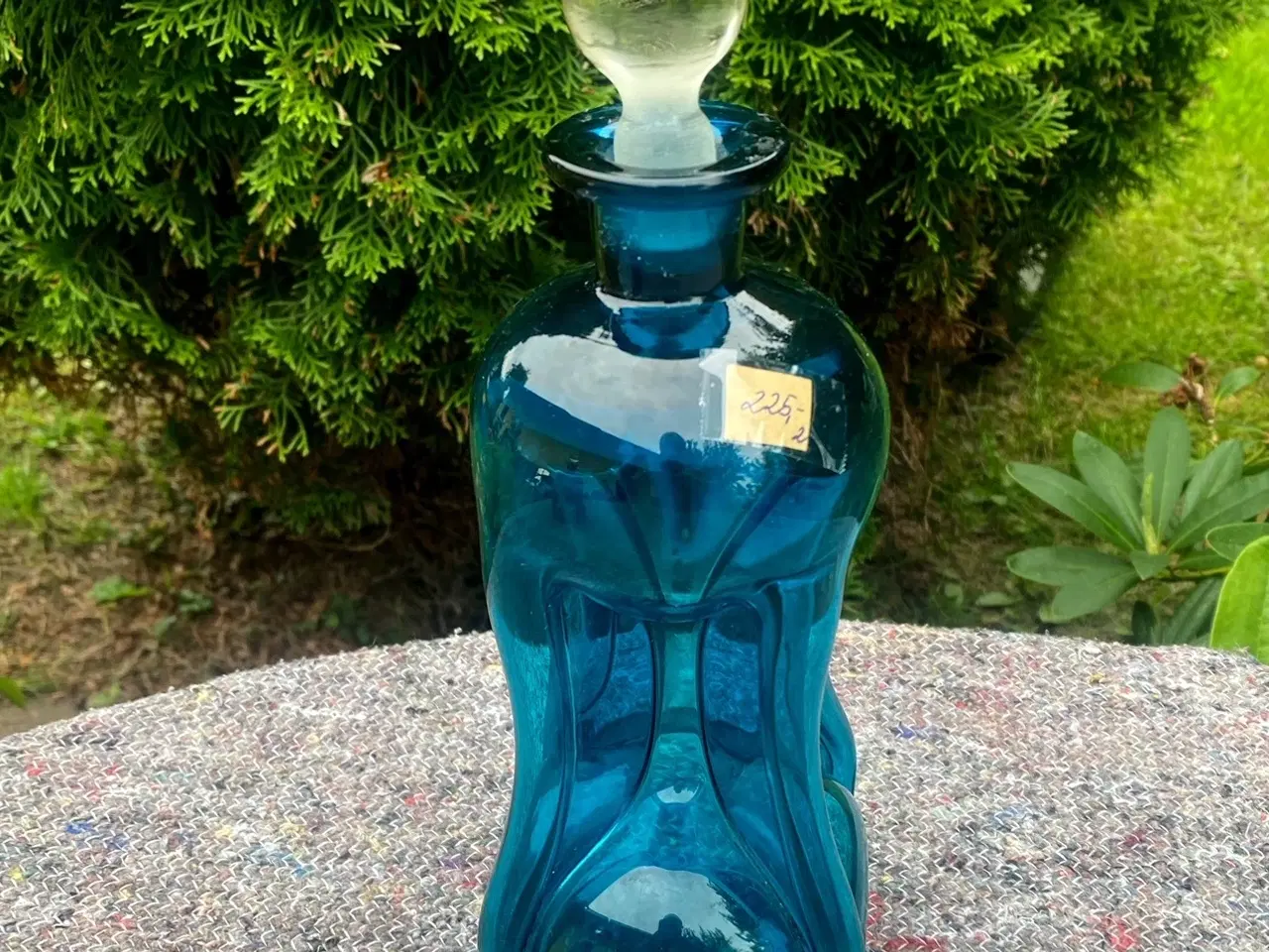 Billede 1 - * Klukflaske, blå - fra Holmegaard (28 cm)