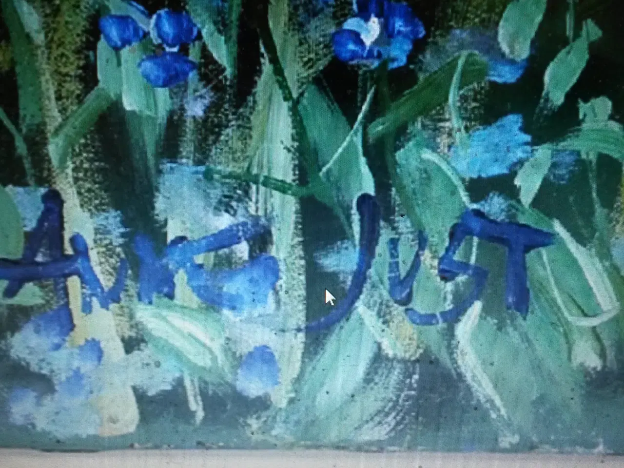 Billede 2 - smukt maleri af Anne Just iris og lupiner