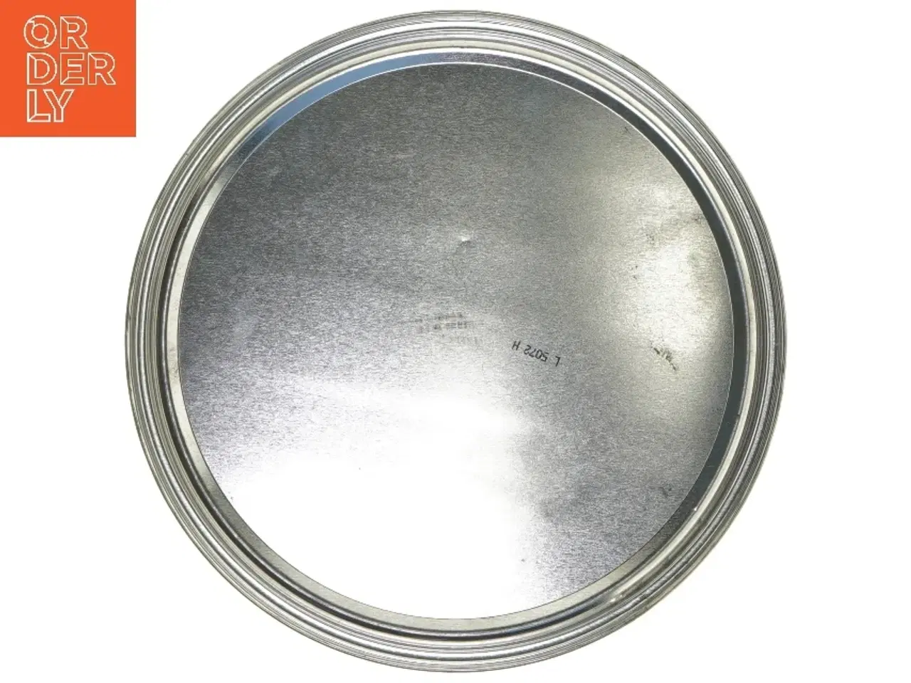 Billede 5 - Rund metaldåse med blomstermønster (str. Ø 19,5 cm længde 6,5 cm)