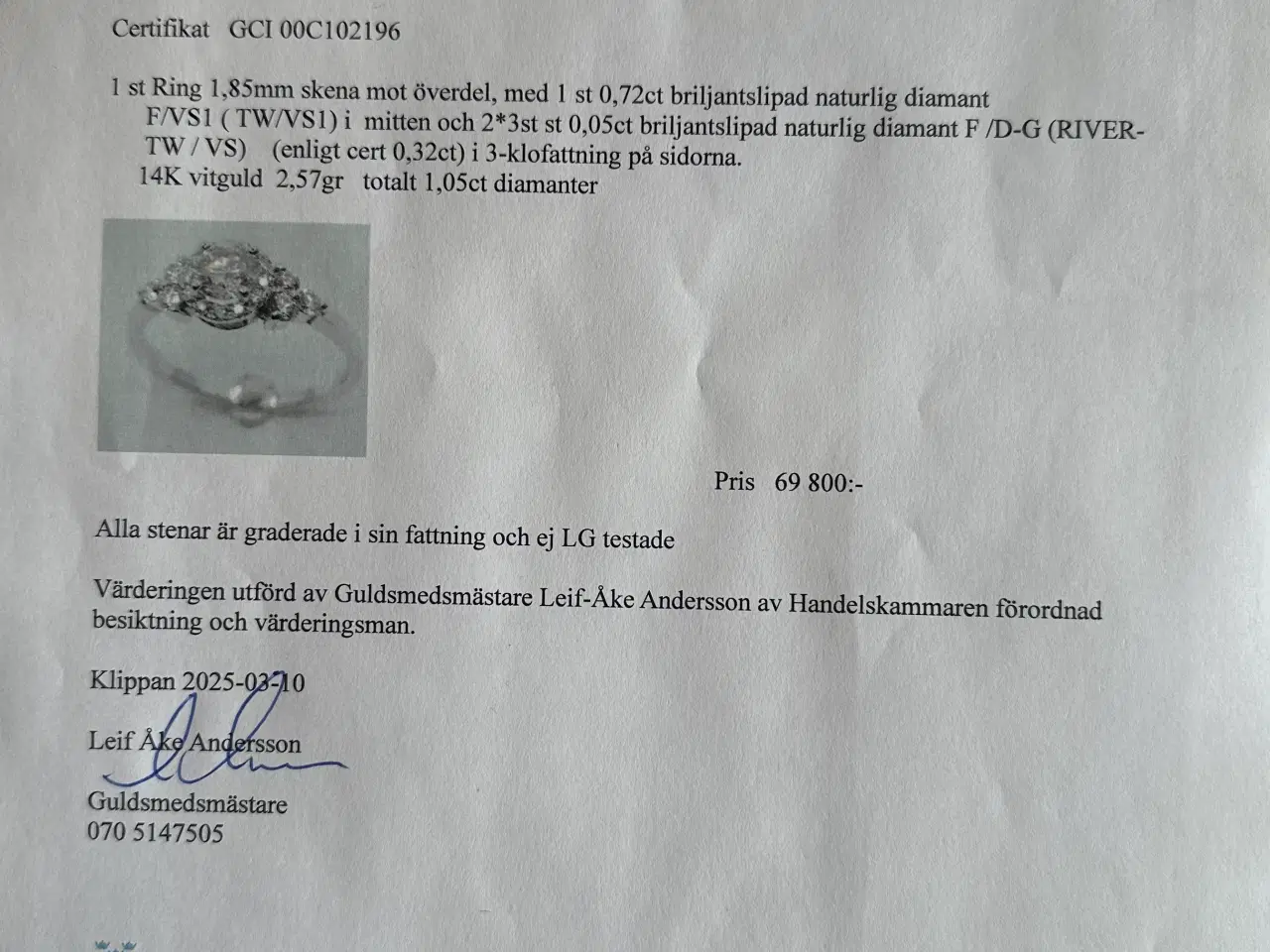 Billede 7 - Naturlig Diamantring 1,04ct