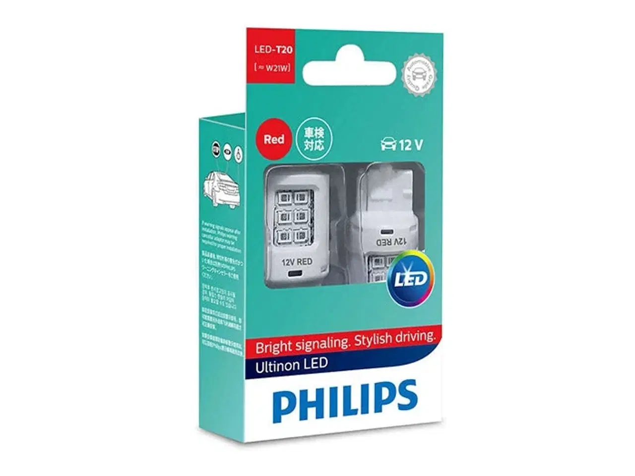 Billede 1 - Philips Ultinon LED W21W Rød 12V - Sæt