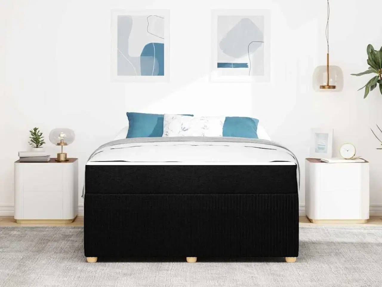 Billede 5 - Sengestel med madras Sort 140 x 200 cm Stof