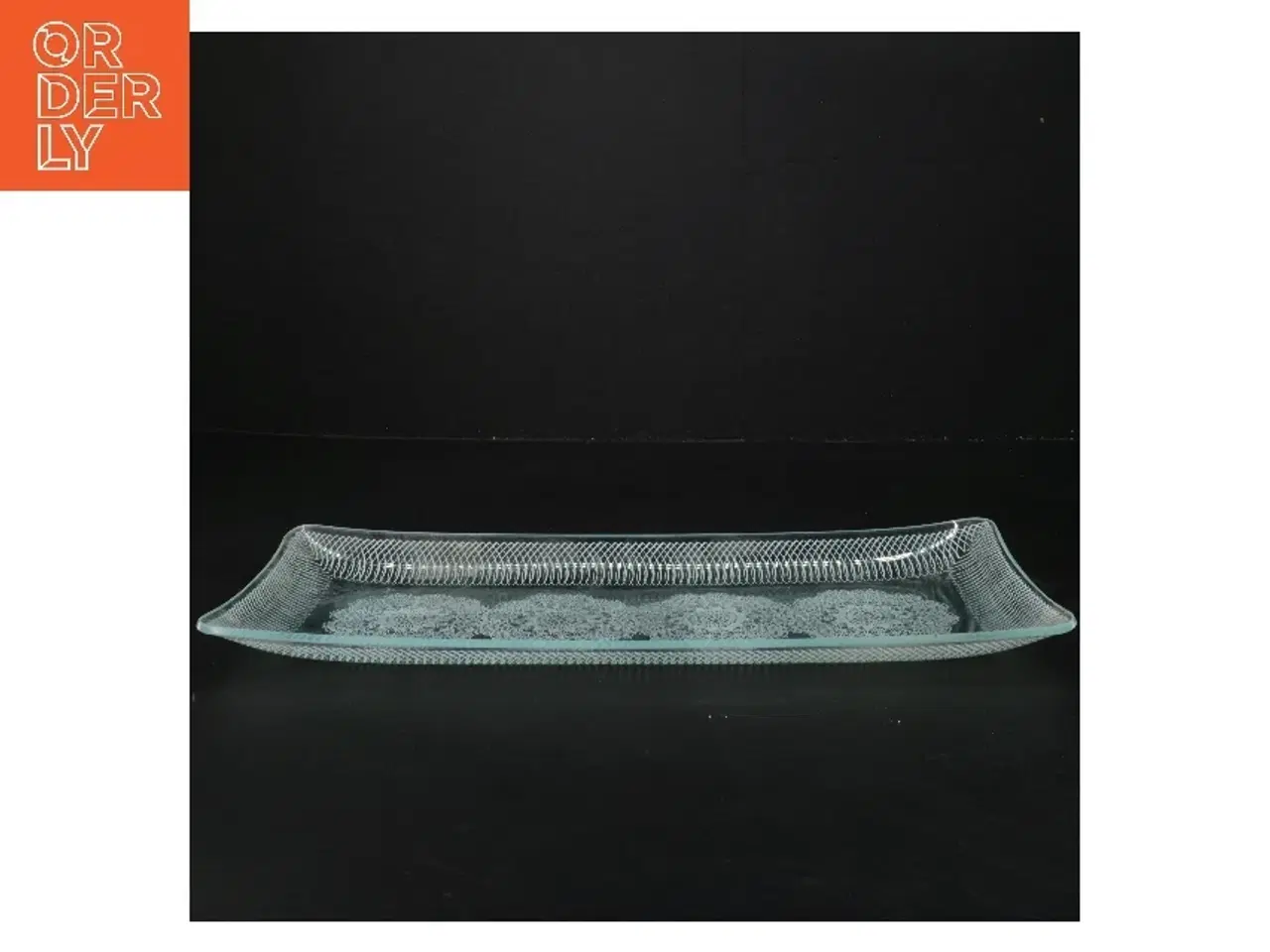 Billede 2 - Gammelt Rektangulært glasfad med mønster (str. 33 cm)