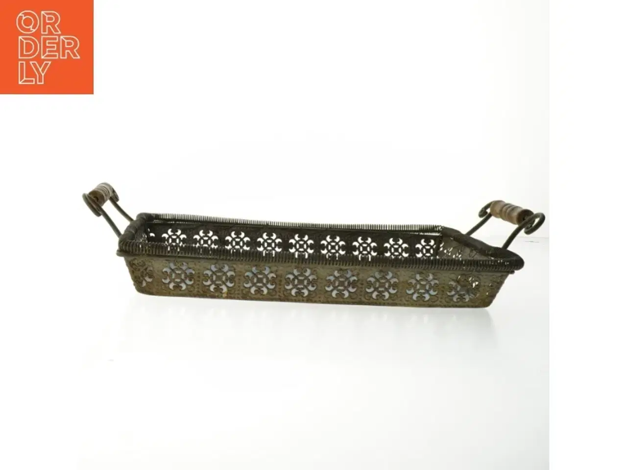 Billede 2 - Dekorativ metal bakke med asiatisk motiv (str. 36x26 cm)