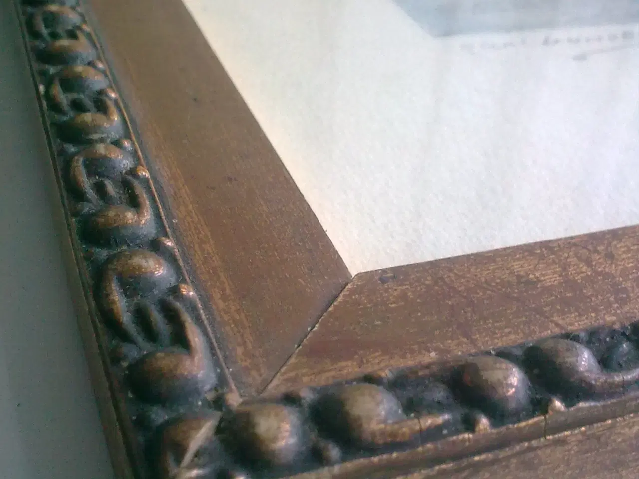 Billede 2 - Antik træ guldramme m radering DANMARK købstad