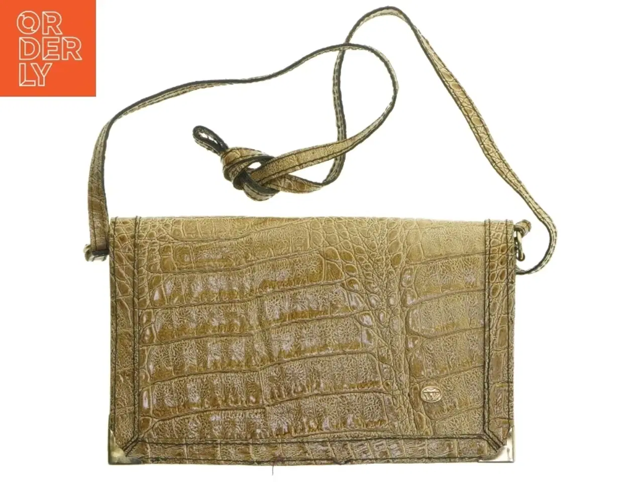 Billede 1 - Brun krokodillemønster håndtaske (str. 24x15 cm)