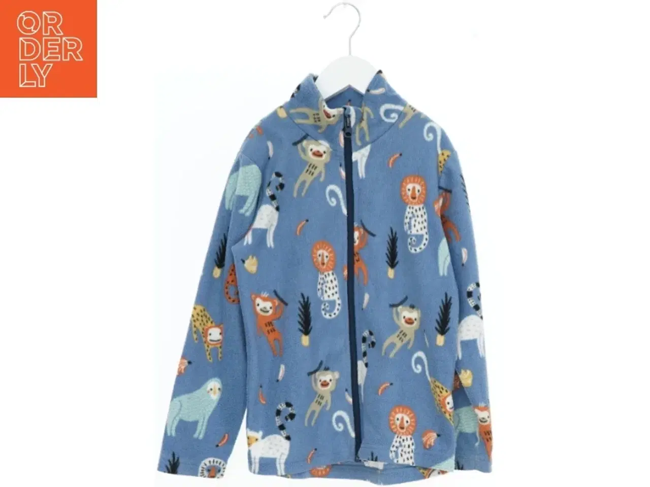 Billede 1 - Blå fleecejakke med dyremønster fra Nordbjørn (str. 128)