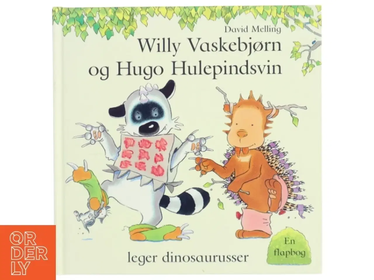 Billede 1 - Willy vaskebjørn og Hugo hulepindsvin leger dinosaurusser af David Melling (Bog)