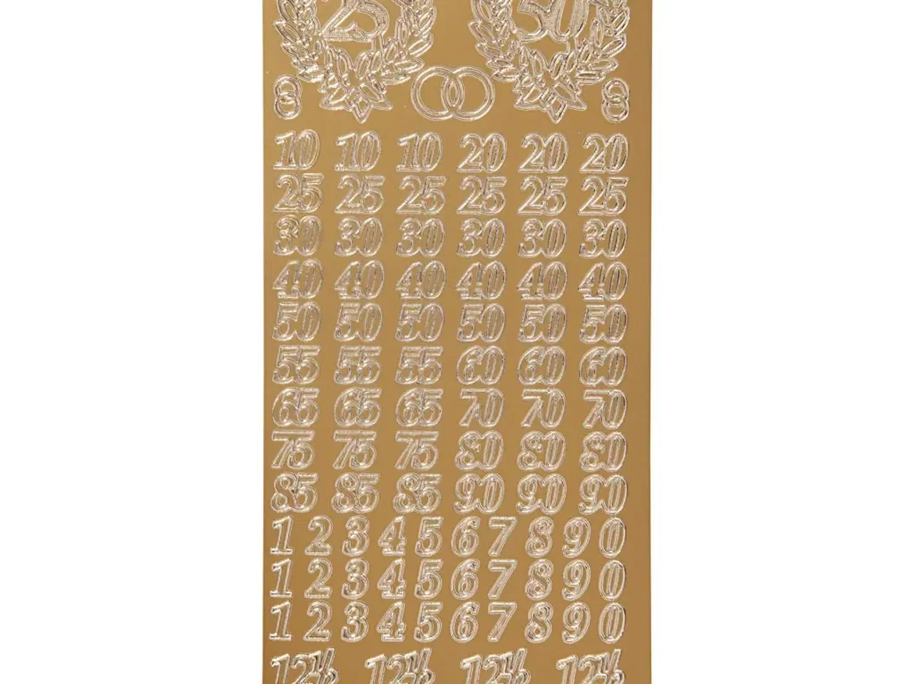 Billede 1 - Stickers, jubilæum, ark 10x23 cm, guld, 1 ark