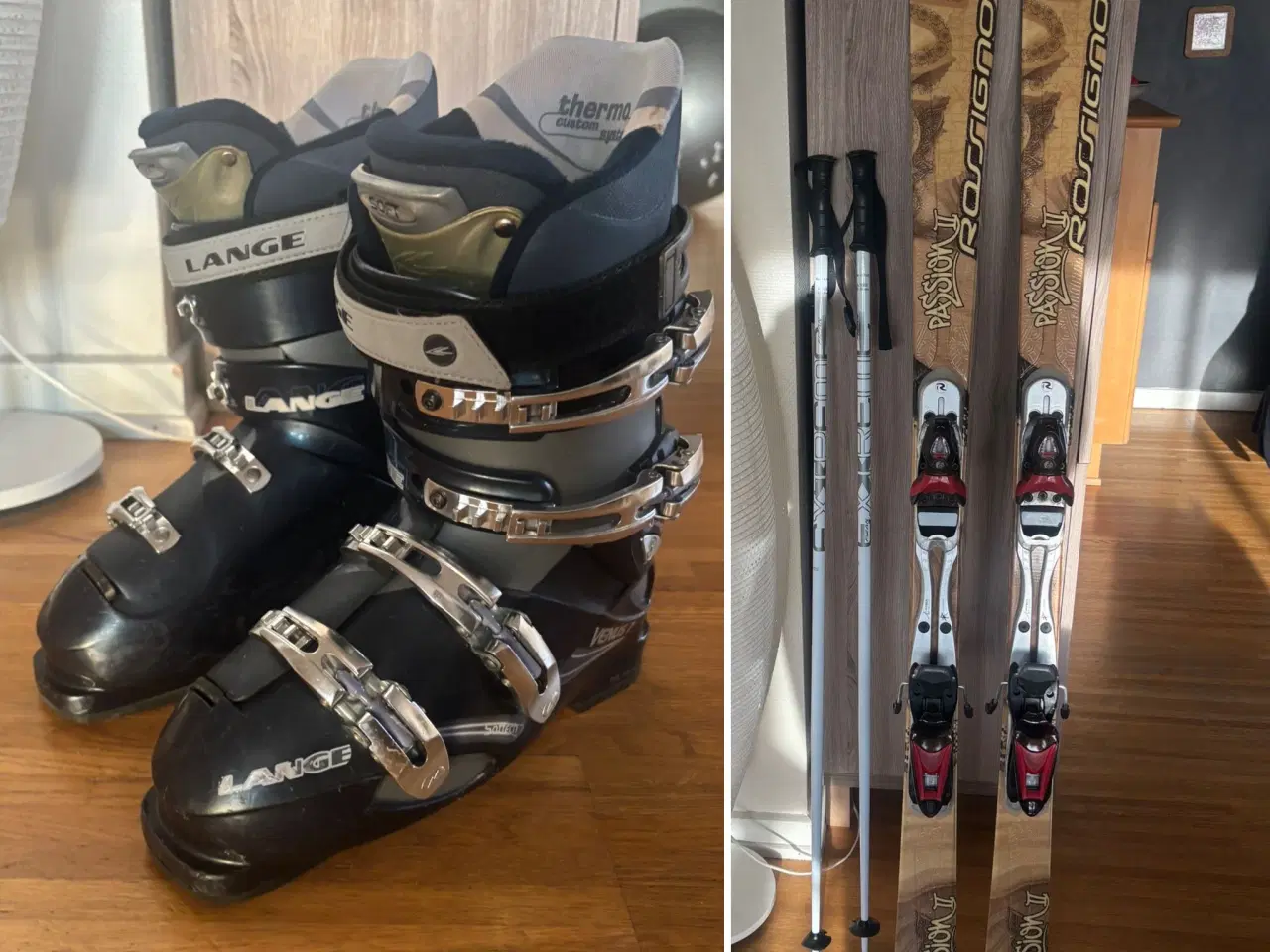 Billede 1 - Alpin Carving ski + stave og støvler