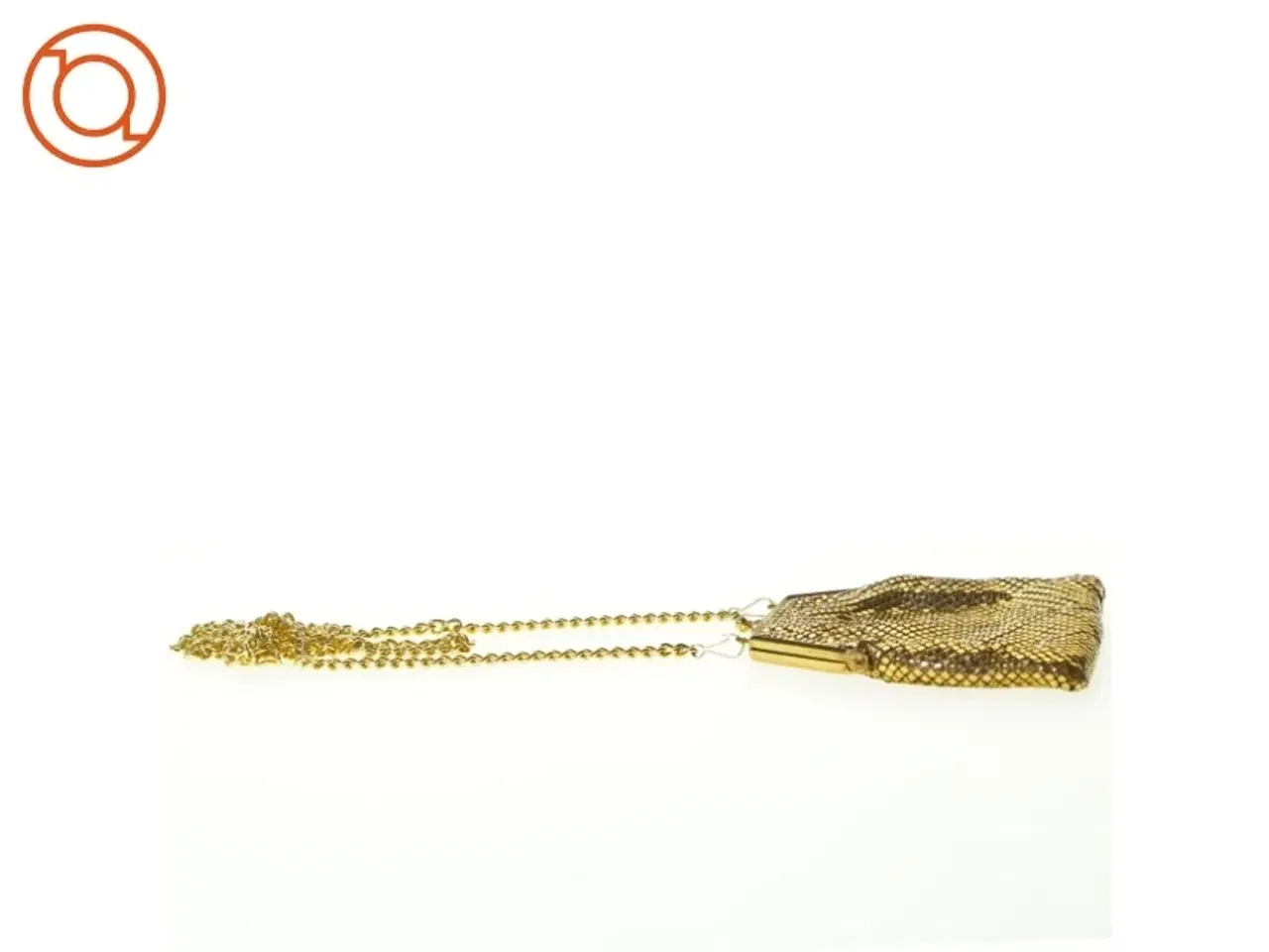 Billede 3 - Selskabstaske i guld-metal med lang kæde (str. 15 x 14 cm)