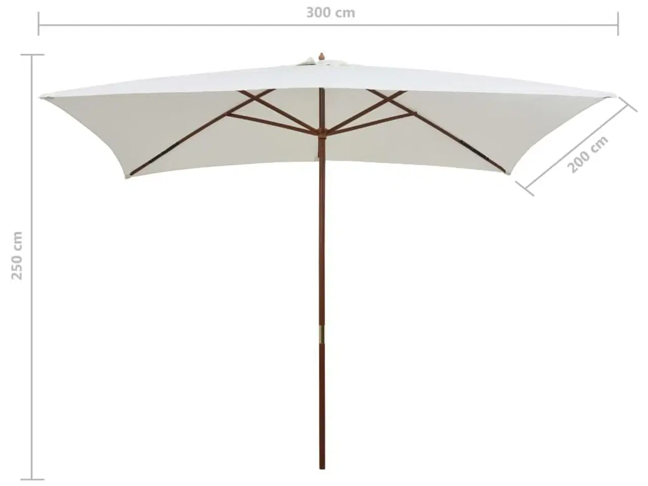 Billede 7 - Parasol 200 x 300 cm træstang cremehvid