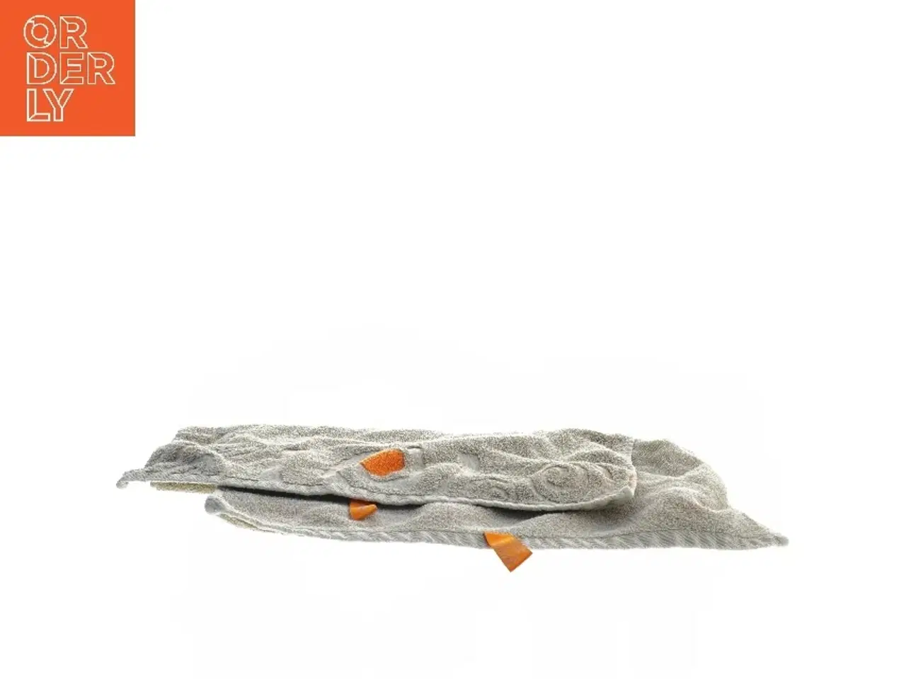 Billede 2 - Gråt håndklæde med orange detaljer (str. 45x95 cm)