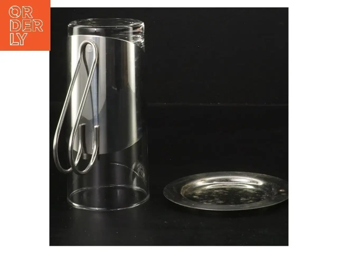 Billede 2 - Sæt af glas med metalholder og ske (str. Ø 6x13,5 cm)
